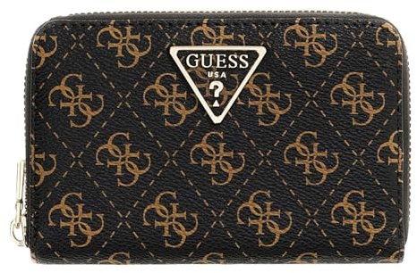 GUESS Geldbörse Laurel II SLG Medium Zip Around Wallet Brown Logo Dunkelbraun