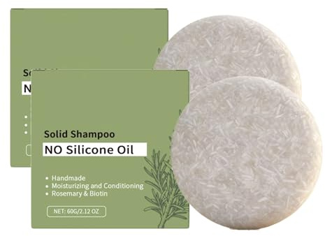 2PCS Rosmarin-Shampoo-Seife mit Reiskleieöl, natürliche Haarpflege, tiefenreinigendes festes Kopfhautshampoo, Anti-Haarausfall-Shampoo-Seife (2)