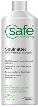 SAFE CAMPING Spülmittel │ Keine Chemie-Belastung │ Natürliche Basis │ Löst Starke Verschmutzungen │ 100% biologisch, organisch & natürlich (1000mL)