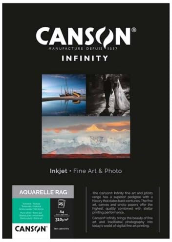 CANSON - Infinity InkJet FineArt Fotopapier ARCHES AQUARELLE RAG A3 - 25 Blatt 310g/qm, A3 29,7x42 cm