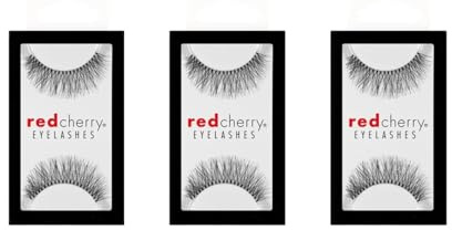 Red Cherry Eyelashes #747 M Style - 3 Pack, Künstliche Wimpern, Handgefertigt, Natürliches Aussehen