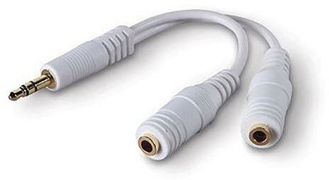 kenable 3.5mm Jack to Twin 3.5mm Jack Sockets Stereo Headphone Splitter White