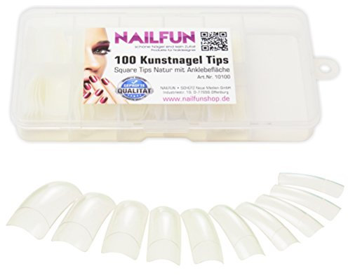 NAILFUN 100 Capsules Carrées de Couleur Naturel