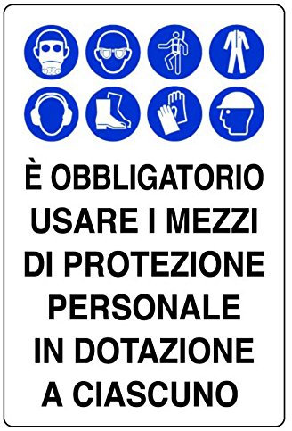 Cartello in polionda cm40X30 Obbligatorio usare i mezzi di protezione personale