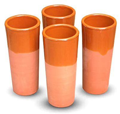 Juego de 4 Vasos Altos Terracota Español Vaso Tubo 330 Ml