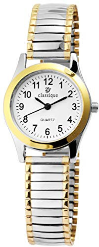 Classique Damen–Zugarmbanduhr Edelstahl Armbanduhr Analog Quarz 1700018