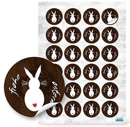 Logbuch-Verlag 24 Frohe Ostern Text Aufkleber rund 4 cm braun weiß rot Osterhase Hase Sticker
