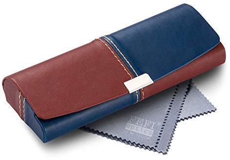 FEFI Custodia rigida per occhiali bicolore effetto pelle