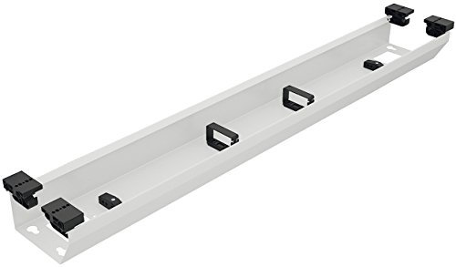 Gedotec Kabelkanal Schreibtisch Kabeldurchlass zur Aufnahme von Steckdosenleisten & Kabel | Länge 1424 mm | Stahl Silber | Made IN Germany | 1 Set - Kabel-Halterung für Untertisch-Montage