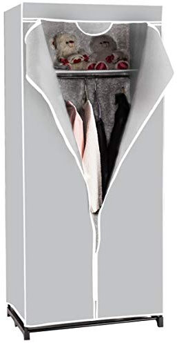 COSTWAY Kleiderschrank Stoff, Stoffschrank mit Kleiderstange & Ablage, Stoffkleiderschrank, Faltschrank, Textilkleiderschrank für Wohnzimmer, Schlafzimmer, Keller, 74 x 50 x 172 cm (Grau)