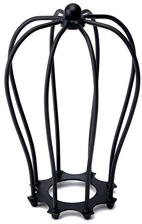 Modern Metal Adjustable Easy fit Wire Cage Lampshade Bulb Guard Pendant Lighting Fixture, Ceiling Pendant Wire cage Light Shade for Living Room, Bedroom (Black, Balloon Cage)