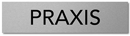 Interluxe Türschild Praxis 200x50x3mm, Schild aus Aluminium, selbstklebend und wiederablösbar für Arzt, Heilpraktiker, Psychiater, Masseur, Anwalt
