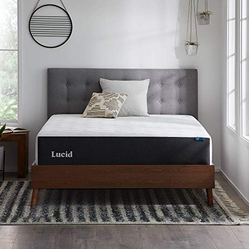 Lucid® 12 Plush Gel Memory Foam Mattress – Bamboo Charcoal & Cooling Gel – Fiberglass Free – Bed in a Box – CertiPUR-US® Certified – Queen Size