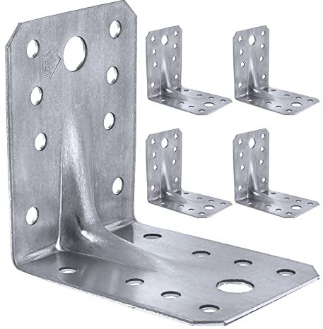 Corner Braces Brackets Plates, Heavy Duty Wooden Angle, Metal Steel Sheet Galvanised 2,75x 2,75x 2,17x 0,08 (70 x 70 x 55 mm x 2 mm) ART4 Pack of 5pcs