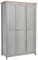 Home Source 3 Door Wardrobe, Wooden Hanging Rail Storage Shelves, Oak Effect, Grey