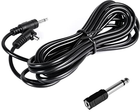Fotoconic 10ft/3M 3.5mm to Male Flash PC Sync Cord Cable with 6.35mm to 3.5mm Jack Adapter for Studio Strobe Trigger Camera Lighting