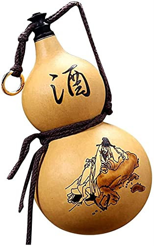 Sake Bottle Vin Pot Sake Sertie Flagon Naturel Vin Naturel Gourd Pendentif En plein air Bouteille d'eau portable/Artisanat/Cruche à vin/Jar à vin/Décoration de l'arrangement de fleurs(750ML)