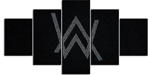 WondbeauPoster And Kunstdrucke Kein Rahmen 150×80Cm Alan Walker Dj Typografie Logo Aw 5 Stück Leinwand Wand Kunstdruck Wohnkultur Hd Bilder 5 Panel Poster Gemälde Wohnzimmer