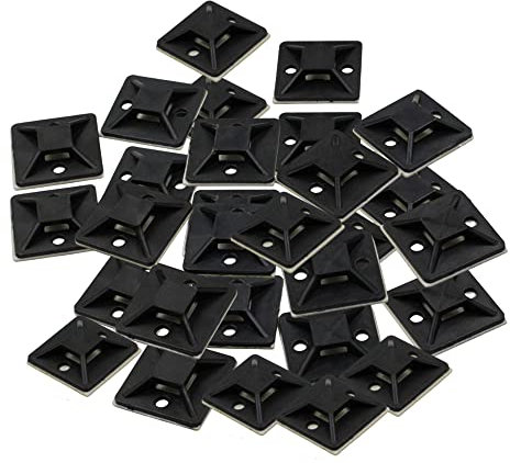 Base Cableado Autoadhesiva Bases para Bridas Negras 100 Soporte de Fijación de Bridas Autoadhesivas para Cables, bridas adhesivas, Superficie de Pegamento 3M, Utilizado para Fijar Bridas y Alambres