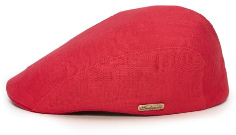 Sterkowski Gecko Schiebermütze Sommer | 100% Leinen Mütze Herren Und Damen | Vintage Kappe Retro Urbane Trendmütze Golf Cap Stoffmütze Klassische Elegante Sommermütze 56 cm Rot