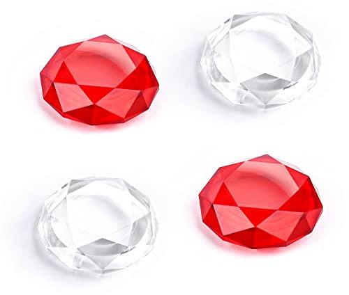 DLseego Poignée de Pouce Compatible avec Nintendo Switch/Switch OLED, Capuchon de Manche Analogique en Silicone pour Switch Lite Console, Rouge+Transparent(4pcs)