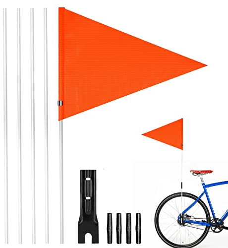 YEAPEAK Fanion De Vélo, Drapeau De Sécurité De Cyclisme, 150cm, Fanion Velo Enfant, Drapeau De Sécurité pour Vélo pour Enfant, Convient Aux Vélos, Karts, Scooters, Fauteuils Roulants (Orange Vif)