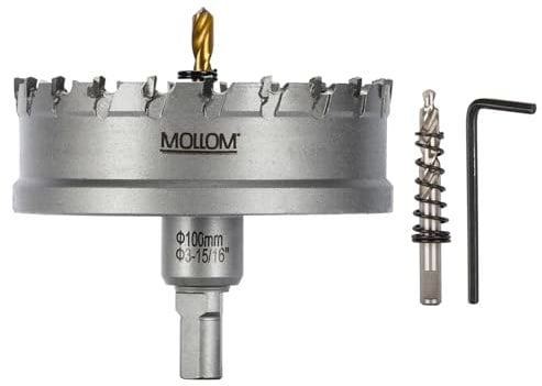 Mollom (100mm | 3-15/16) seghe a tazza in carburo pesante con 2 punte pilota, taglia acciaio inossidabile, acciaio dolce, ferro, rame, ottone, plastica