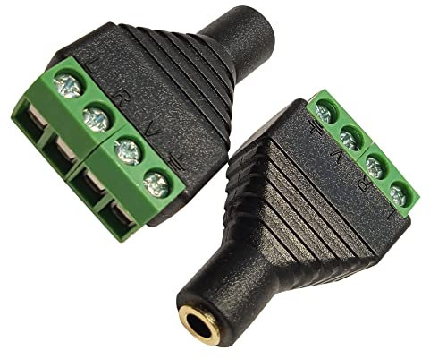 SHANFEILU 3,5 mm 1/8 Jack femmina a 4 poli TRRS Stereo Audio Video a 4 viti Terminale senza saldatura femmina Sostituzione cuffie AUX Balun Converter Adattatore confezione da 2