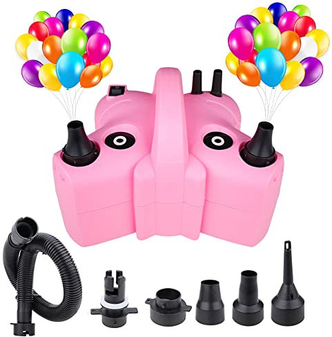 Electric Balloon Pump 600W Portable Double Nozzle Balloon Inflator with 5 Balloon Inflating Nozzles, Electric Air Pump Blower Suitable for Party, Birthday, Wedding, Festive Decoration (Butterfly)