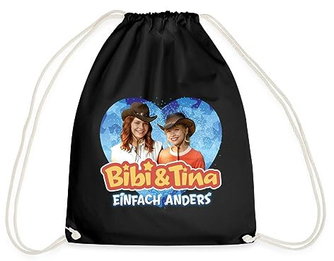 Spreadshirt Bibi & Tina Einfach Anders Freundinnen Herz Turnbeutel, One size, Schwarz