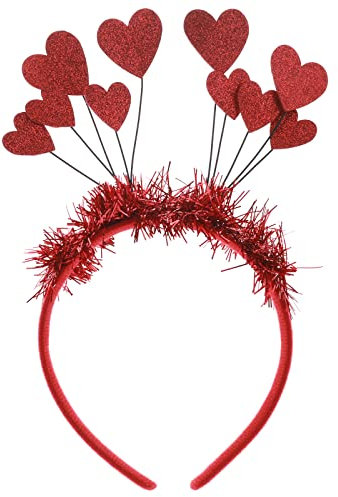 WLLHYF Pailletten Herz Stirnband Glitter Herz Haarband Halloween Herz Form Dekor Stirnband Rot Herz Kopf Bopper Haar Accessoires für Urlaub Hochzeit Geburtstag Party Weihnachten Geschenk (red)