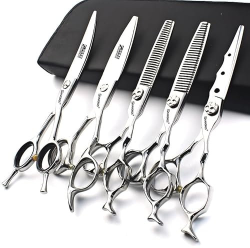 SHARONDS professionelle Friseurschere 6 Zoll Haarschneideschere 440C Salonschere Friseur Effilierschere Set 30-35% Ausdünnungsrate… (Fünfteiliges Set)