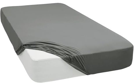 Mixibaby Spannbettlaken Jersey Spannbetttuch 100% Baumwolle Bettlaken Spannbettuch Laken 28 Farben, Größe:200 x 220 cm, Farbe:Silber