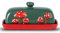 Mushroom Butter Dish With Lid For Countertop Ceramic Butterdish Red Butter Container Butter Tray Large Butter Dish Covered Butter Dish
