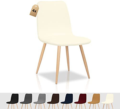 FIGOOO Stuhlhussen 4er Set Strech Stuhlhussen Skandinavisch Universal Abnehmbar Waschbar Schonbezüge Stuhlbezug für Küchenstühle Hotel Bankett(Beige,4pcs)