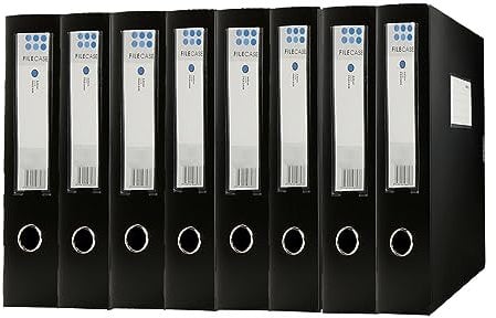 SHUESS 8 Pcs Box Files A4 - Black Box Folders for Paperwork A4 - Box File - Foolscap Box Files, File Organiser, 75mm Spine