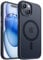CANSHN Funda Magnética para iPhone 15, Protección Grado Militar, Carcasa Translúcida Mate Trasera Fina Antigolpes (Negro)