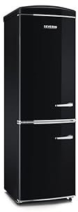 Severin Frigorífico Congelador combinado Total NoFrost, instalación libre, ancho 60 cm, 315 l, clase E, Veggibox incluido, retro, negro, RKG 8888