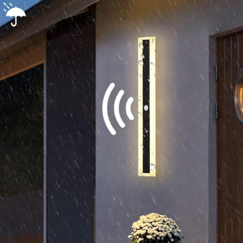 Außenwandleuchten mit Bewegungsmelder IP65 Wasserdicht Aussen Wandbeleuchtung Lange Wandleuchte Anthrazit Wandlampe Außen Innen Deckenleuchte für Terasse Garden Korridor Balkon Warmweiß 3500K