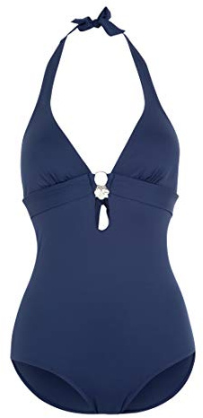 s.Oliver Damen Badeanzug mit silbernen Accessoires, Blickfang