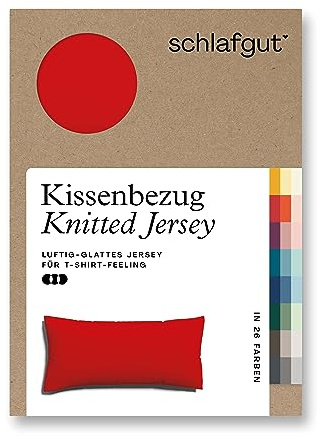 schlafgut Knitted Jersey Kissenbezug 40 x 80 cm Red Deep Uni weicher Premium Kopfkissenbezug einzeln, faltenfrei mit Elasthan | Kopfkissenbezug, Kissenhülle, Rot, Jersey, mit Elasthan, faltenfrei, bügelfrei, OEKO-TEX
