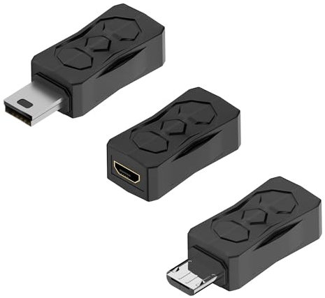 GELRHONR 3PCS Adaptateur Mini USB vers Micro USB, Prise en Charge du convertisseur Micro USB mâle vers Mini USB 2,0 Femelle 5v / 2a Charge et Data Transfer 480mbps (Micro USB to Mini USB)