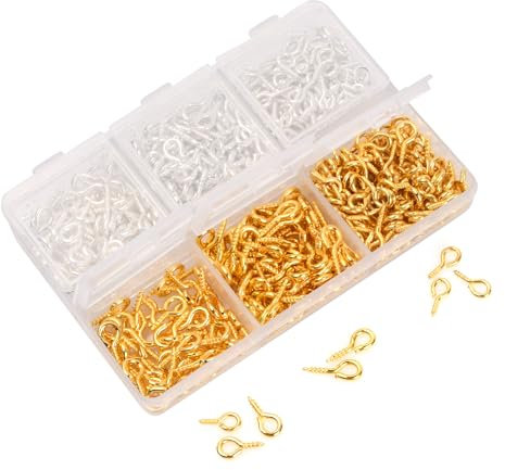 Wisebom 400 Piezas Mini Ojo Tornillo Perno Ojos Ganchos de Tornillo Hembrillas Cerradas Pequeños Mini perno de ojo para Resina, Joya, Cuenta y DIY Colgar Artículos Pequeños(3 Tamaños)