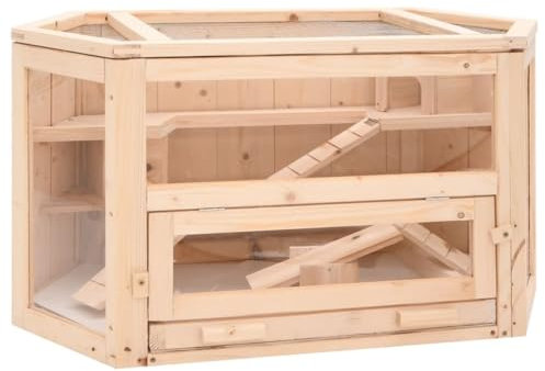 PRISSENT Hamsterkäfig 80x40x43 cm Massivholz Tanne Haustierkäfige Hamster Terrarium Hamster Haus aus Holz Hamster Cage Wood Hamster Holzhaus Hamster Häuschen Hamster Haus Hamsterkäfig Holz