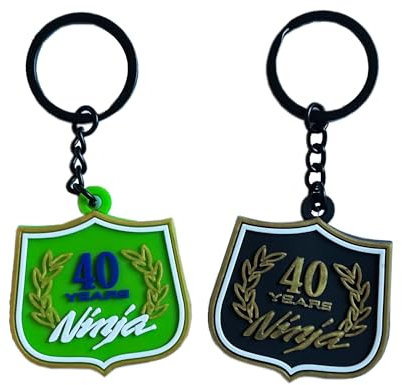 Kawasaki Porte-clés Ninja édition limitée 40 ans, vert/noir, 4.5 x 4.5 cm