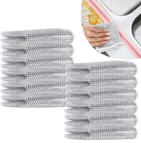 Collazoey 12pcs Strofinacci multiuso in filo, strofinacci metallici multiuso antigraffio, bagnati e asciutti, per padelle, pentole, fornelli, cucina
