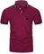 KUNJLELP Polo à Poche pour Hommes Chemise à Manches Courtes Col à Carreaux Chic Chemise de Travail Uniformes,B-Rouge,3XL