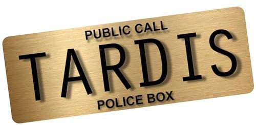 Metal Doctor Who Tardis Blechplakat, Schild, Film, Aluminium, Wandkunst, Türschild, Fernseher, Film, Zimmer, Männerhöhle, Polizei, öffentliche Rufbox, 200 x 75 mm, gebürstetes Gold