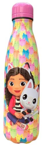Bouteille isotherme Gabby's Dollhouse en acier inoxydable avec bouchon dévissable pour filles et filles, 500 ml