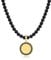 GAVU Collana Uomo Pietre Nere con Ciondolo Albero della Vita Oro, Collana Uomo Perle Onice Opaco 60cm